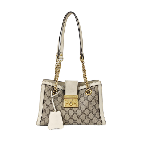 Padlock Small Monogram Coated Canvas Beige