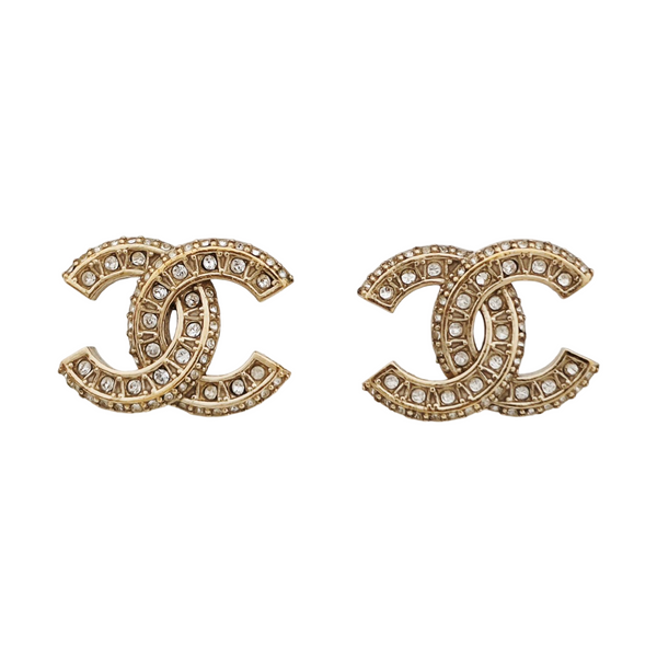 CC Logo Metal Gold Stud Earrings