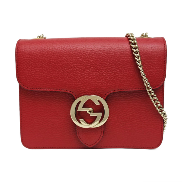 Interlocking G Small Calfskin Red