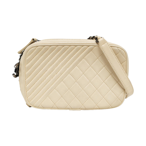 Small Quilted Lambskin White