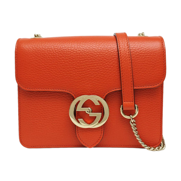 Interlocking G Small Calfskin Orange