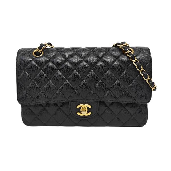 CLASSIC FLAP Medium Quilted Grained Calfskin Black