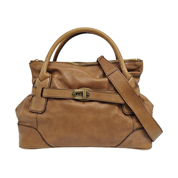 Calfskin Shoulder Bag Brown