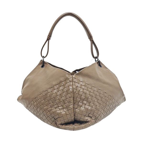 Lambskin Top Handle Bag Brown