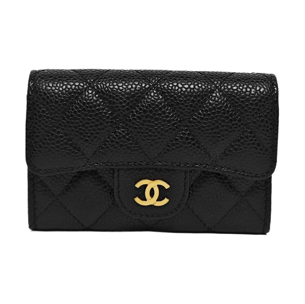 Authenticated pre-owned CLASSIC FLAP Quilted Grained Calfskin Black Wallet - Wallet at Looply