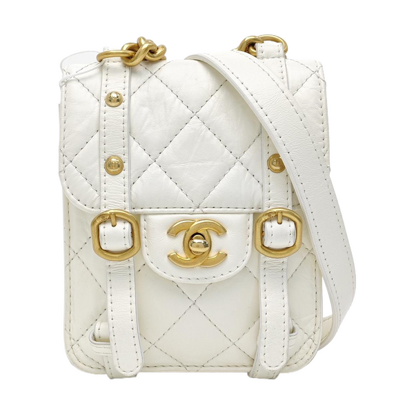Quilted Calfskin Shoulder Bag Mini White