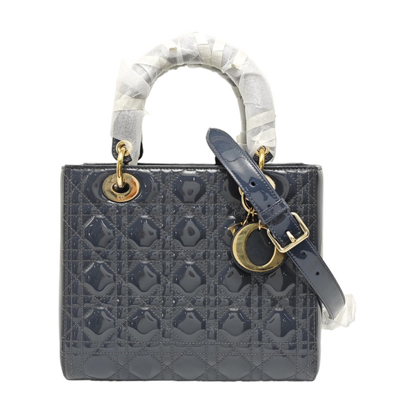 Lady Dior Medium Cannage Patent Leather Blue
