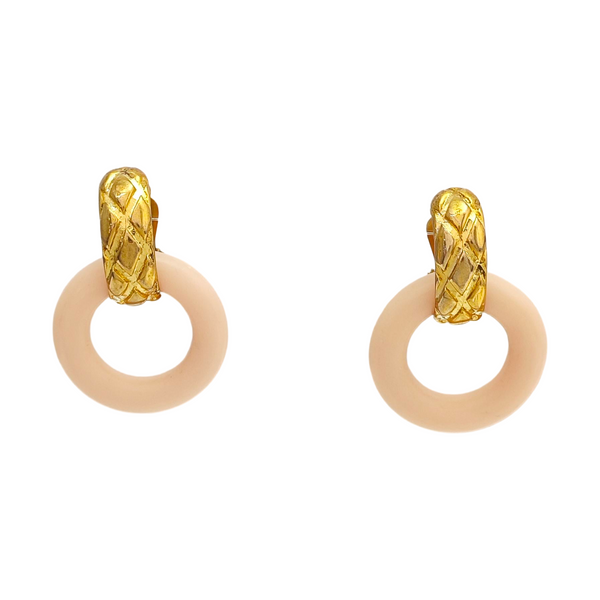Metal Pink Clip On Earrings