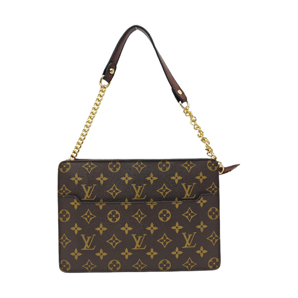Monogram Coated Canvas Clutch Brown