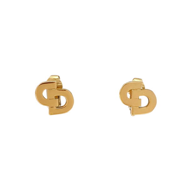 Petit CD Metal Gold Clip On Earrings