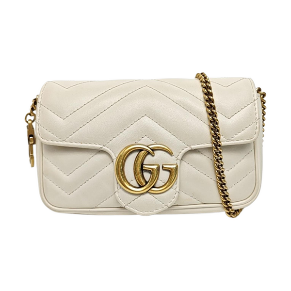GG Marmont Mini Quilted Calfskin White