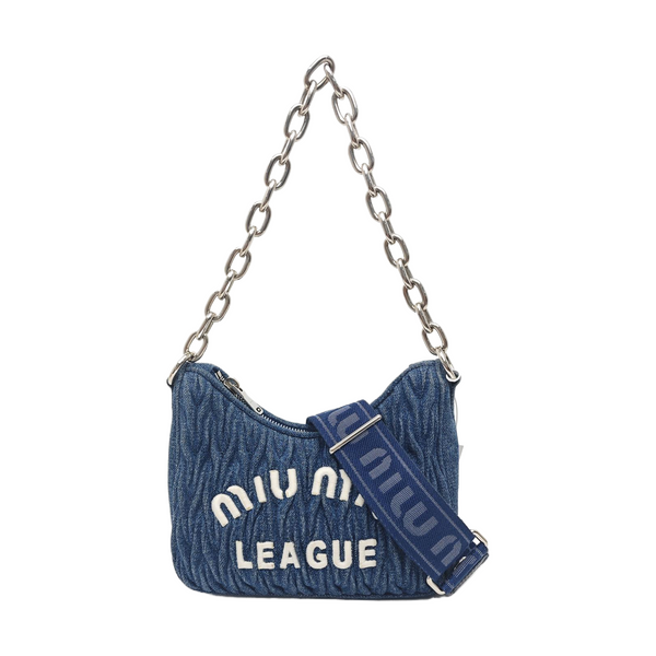 Quilted Denim Shoulder Bag Blue