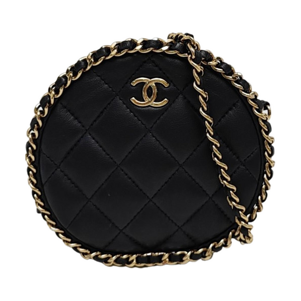 Quilted Lambskin Shoulder Bag Black