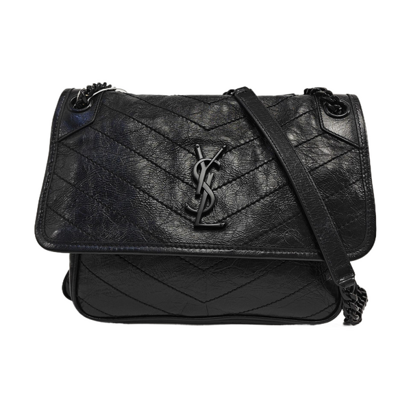 NIKI Medium Chevron Calfskin Black