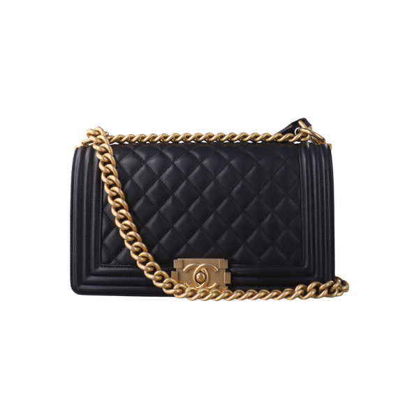 BOY CHANEL Medium Quilted Calfskin Black