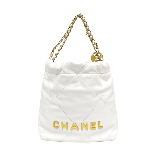 CHANEL 22 Mini Quilted Calfskin White