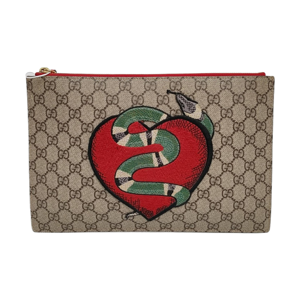 Monogram Coated Canvas Clutch Beige