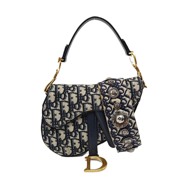 Saddle Mini Oblique Canvas Blue
