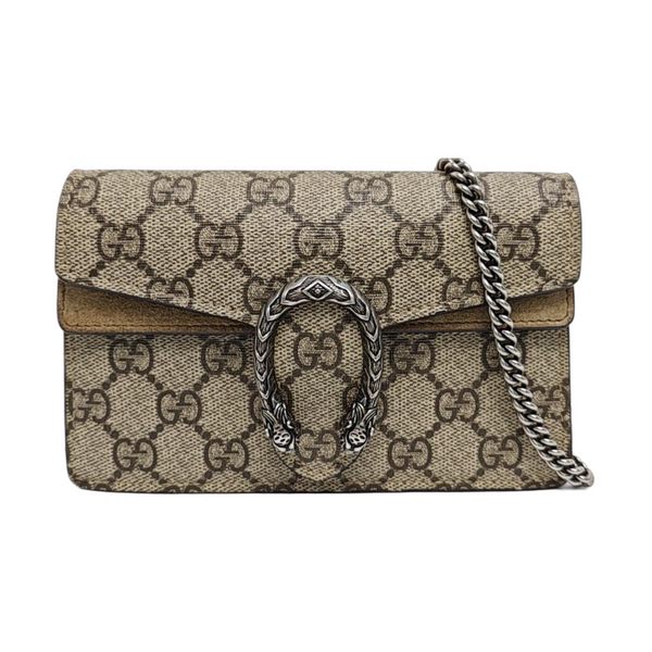 Dionysus Super Mini Monogram Coated Canvas Beige