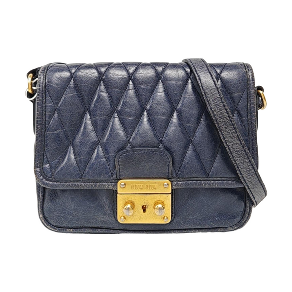 Quilted Lambskin Shoulder Bag Blue