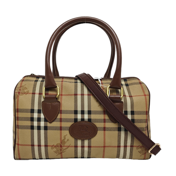 Coated Canvas Top Handle Bag Beige