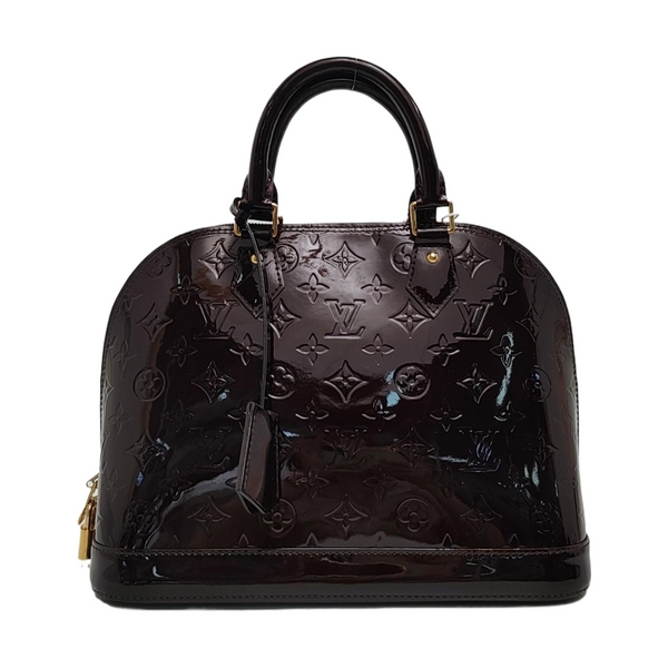 Authenticated pre-owned ALMA PM Monogram Patent Leather Burgundy - Top Handle Bag at Looply