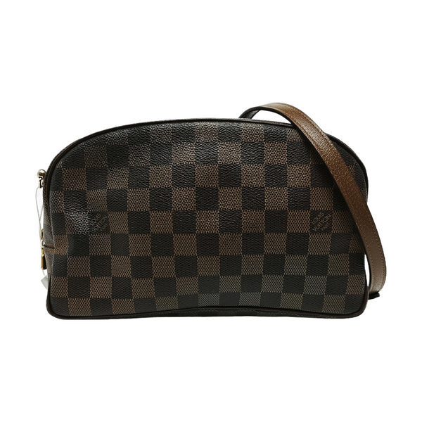 Damier Ebene Coated Canvas Shoulder Bag 25 Brown