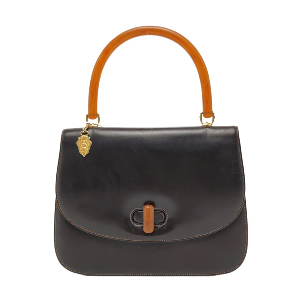 Calfskin Top Handle Bag Brown