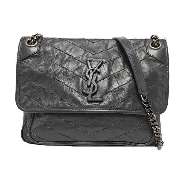 NIKI Medium Chevron Calfskin Gray