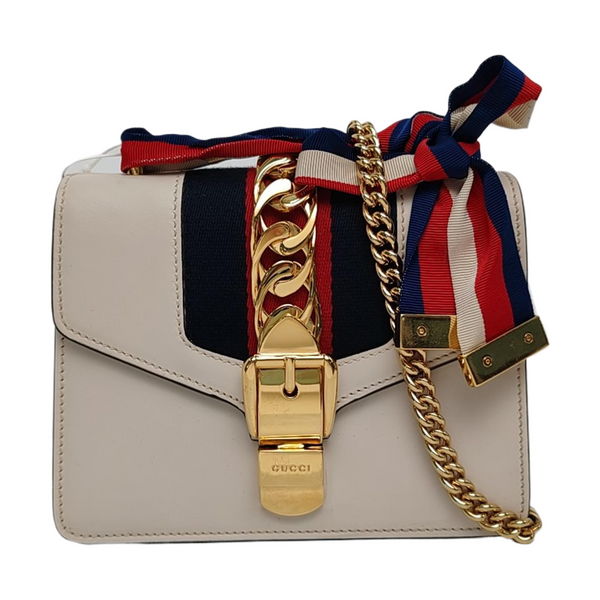 Authenticated pre-owned Sylvie Mini Calfskin White - Shoulder Bag at Looply