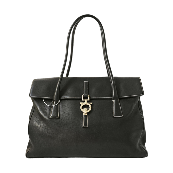 Calfskin Top Handle Bag Black