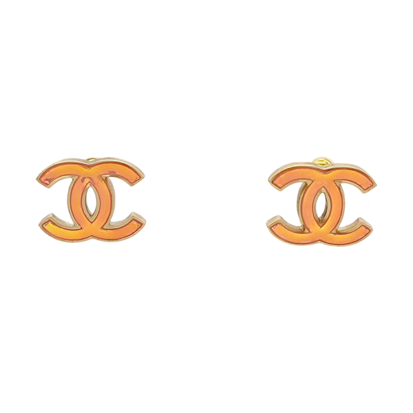 CC Logo Metal Pink Stud Earrings