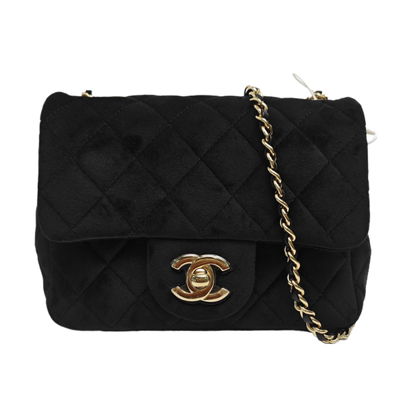 CLASSIC FLAP Mini Quilted Velvet Black