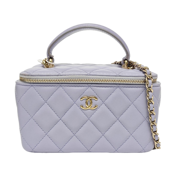 ESTUCHE DE TOCADOR Pequeño Acolchado Piel de Cordero Morado