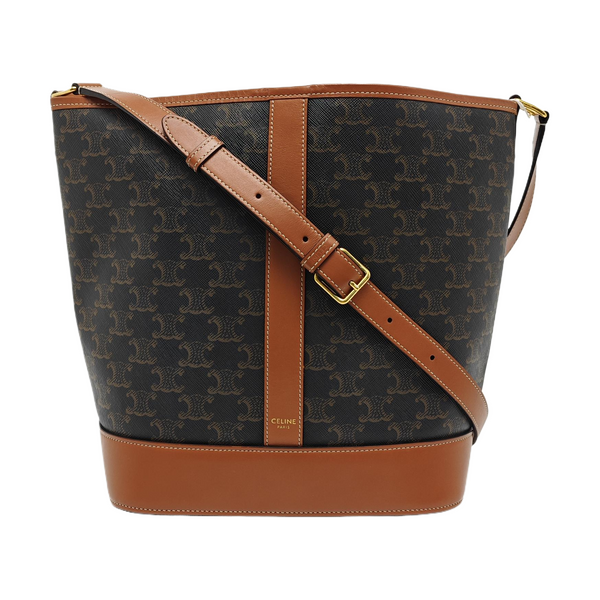 Authenticated pre-owned TRIOMPHE CANVAS Medium Coated Canvas Brown - Bucket Bag at Looply