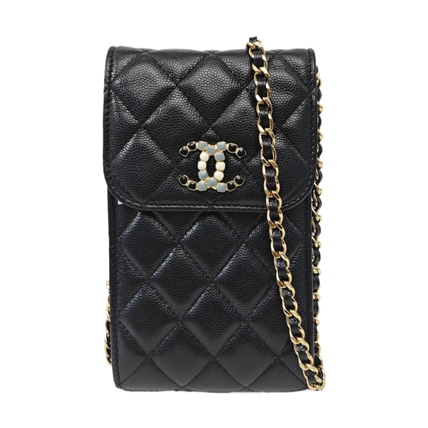 Quilted Calfskin Shoulder Bag Black