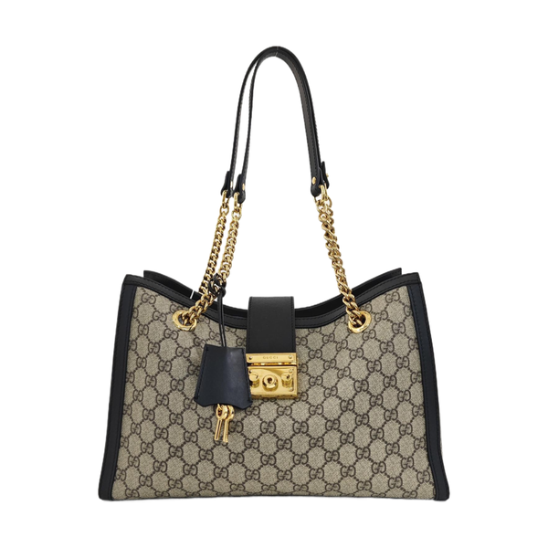 Padlock Medium Monogram Coated Canvas Beige