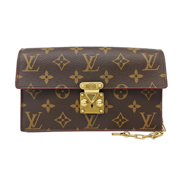 S LOCK Monogram Coated Canvas Brown
