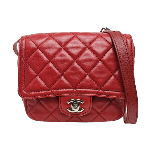 Quilted Calfskin Shoulder Bag Red