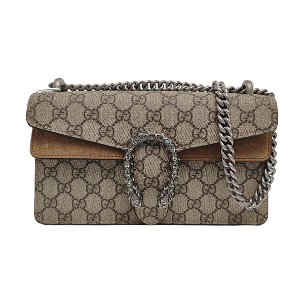 Dionysus Small Monogram Coated Canvas Beige