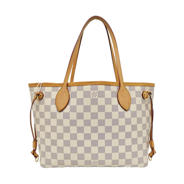 NEVERFULL PM Lona revestida Damier Azur Blanca