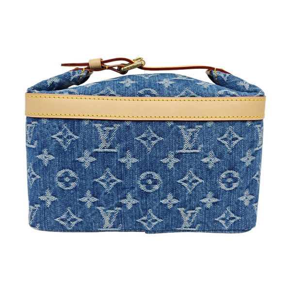 Monogram Denim Top Handle Bag Blue