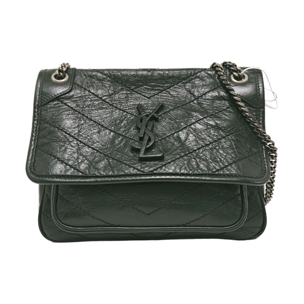 NIKI Small Chevron Calfskin Green