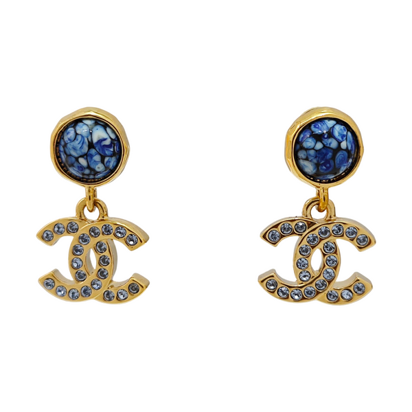 CC Logo Metal Gold Stud Earrings
