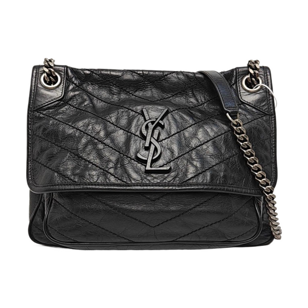 NIKI Medium Chevron Calfskin Black