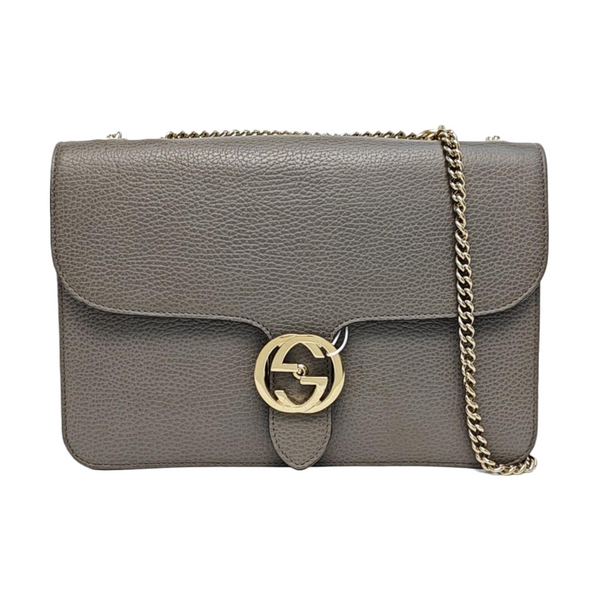 Interlocking G Large Calfskin Gray