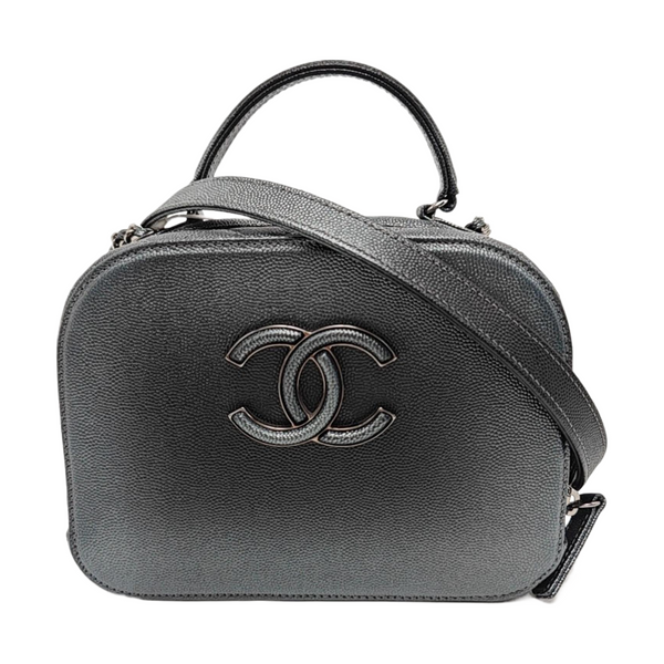 Quilted Grained Calfskin Shoulder Bag Gray