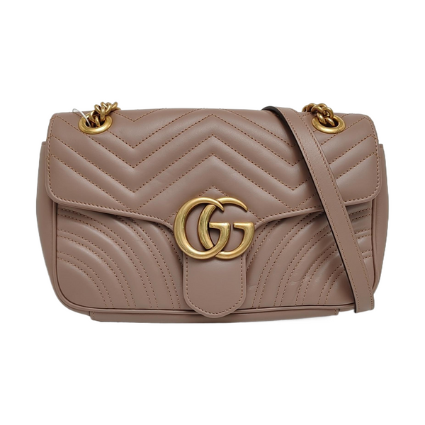 GG Marmont Medium Quilted Calfskin Gray