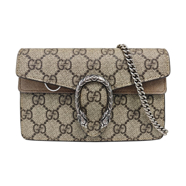 Dionysus Super Mini Monogram Coated Canvas Beige