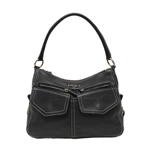 Leather Top Handle Bag Black